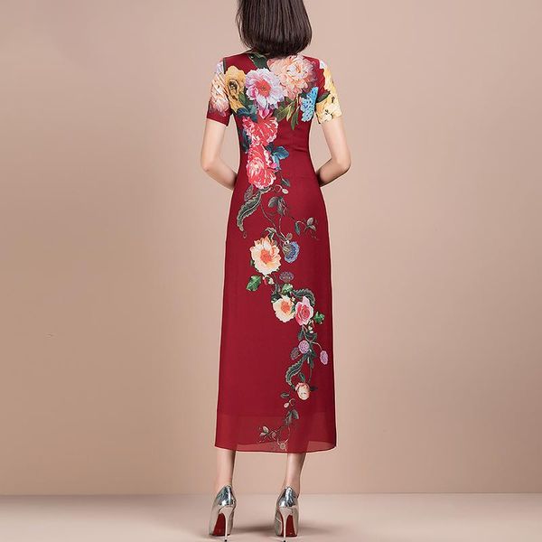

party dresses 2021 summer casual floral print red dress for women, White;black