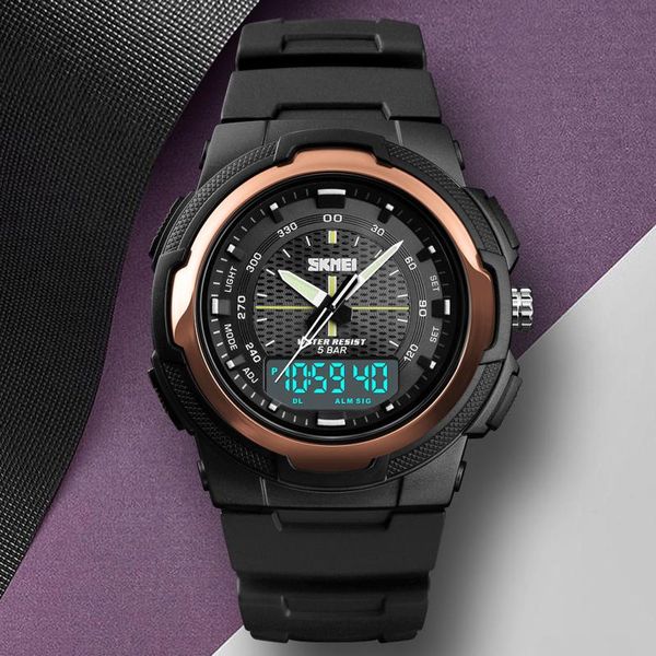 

wristwatches luxury men analog digital military sport led waterproof wrist watch timing intelligent electronic montre homm, Slivery;brown