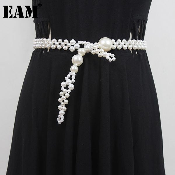 

belts [eam] white pearl split joint elegant casual belt personality women fashion tide all-match spring autumn 2021 1dd7960, Black;brown
