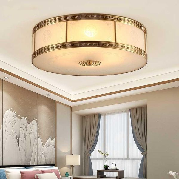 

ceiling lights chinese style lamp copper bedroom modern minimalist glass round living room balcony hallway aisle lamps