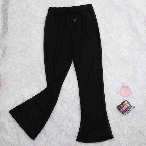

temptation mesh transparent pants black pants women 211203, Black;white