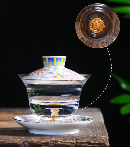 Émail céramique gaiwan ancien glaçure Jingdezhen théière bol pour thé varié porcelaine cadeau puer verres