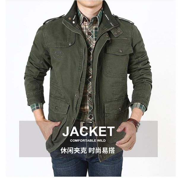 

men's jackets 6xl 7xl spring autumn jacket men clothing 100% cotton military army bomber cargo coats multi pockets jaqueta masculina, Black;brown