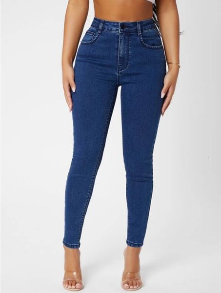 

jeans 2021 autumn women's high waist stretch leggings capris, Blue