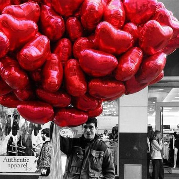 

100pcs/50pcs 18inch red color foil heart aluminum balloons helium balloon for birthday wedding valentine's day party decoration