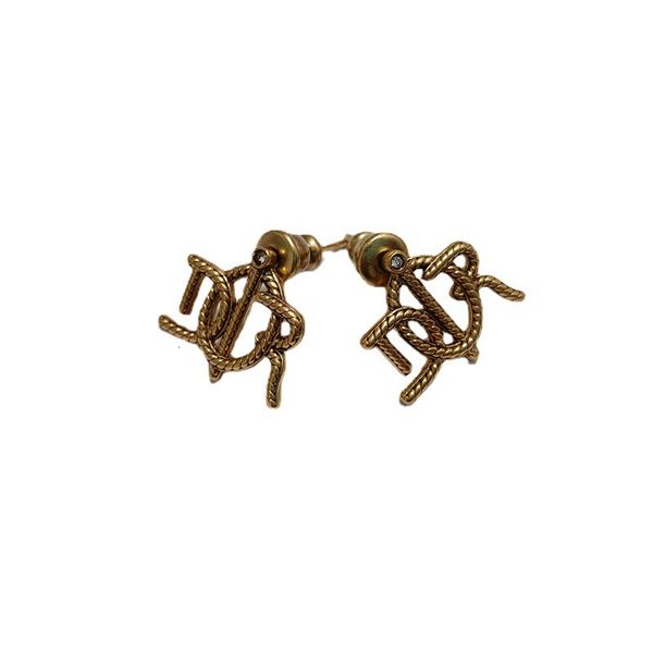

s925 silver needle 2021 fashion earrings classic english letters bronze, Golden