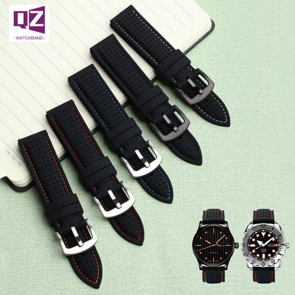 

watch bands silicone watchband 20mm 22mm 24mm watches accessories for huawei samsung band sport rubber strap, Black;brown