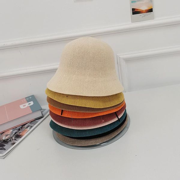 

wide brim hats foldable summer beach sun protection fisherman hat women large cool knitted soft bucket femme shade, Blue;gray