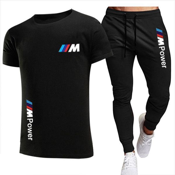 

men's tracksuits 2021 fashion casual sportswear summer letter printing jogging suit fitness t-shirt + pants 2-piece set, Gray
