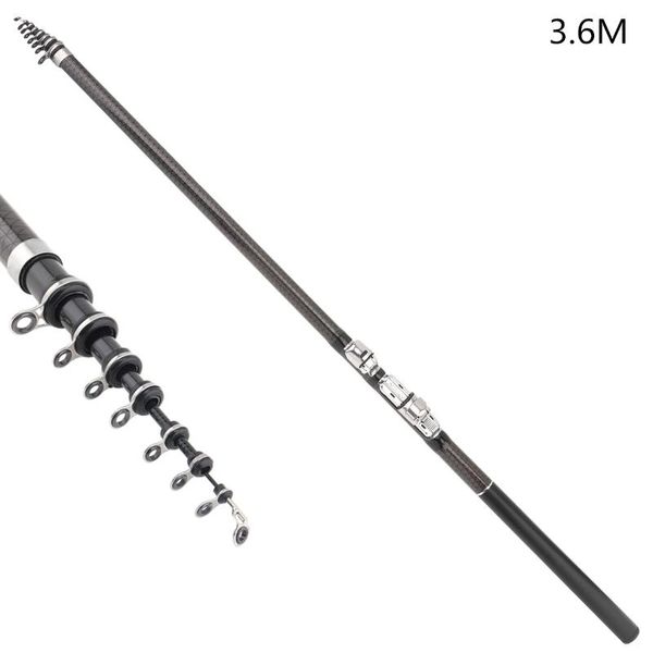 

3.6m rock carp fishing rod super hard black 7 section carbon fiber surf spinning pole boat rods