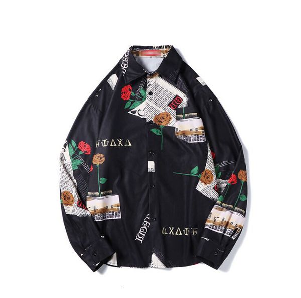 

men's t-shirts streetwear fashion male pattern print long sleeve autumn mens casual u739, White;black