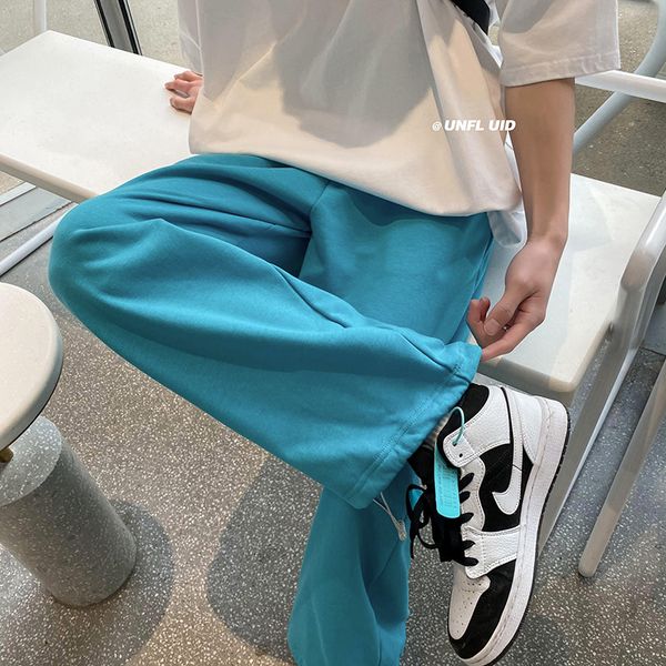 

pants fashionable the 2021 leggings spring and summer lovers loose hsome solid color casual simple sports for men women, Black