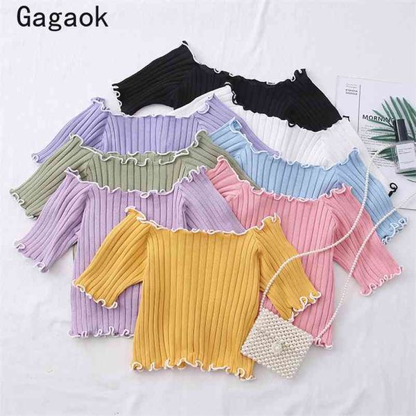 

women t-shirts summer solid navel candy color tees slim edible tree fungus fashion korean wild pullovers 210531, White