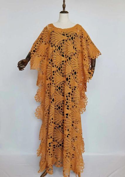 

ethnic clothing classic design dashiki african national costume abaya water-soluble guipure cord lace & inside 2-piece loose long dress lady, Red