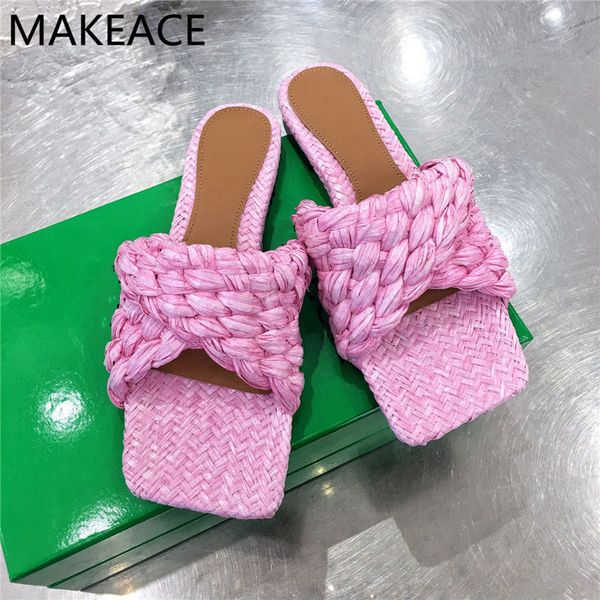 

official website 70% off outlet new cross braided flat slippers nude pink fold women brand slip on mules casual flat party shoes woman size, Black