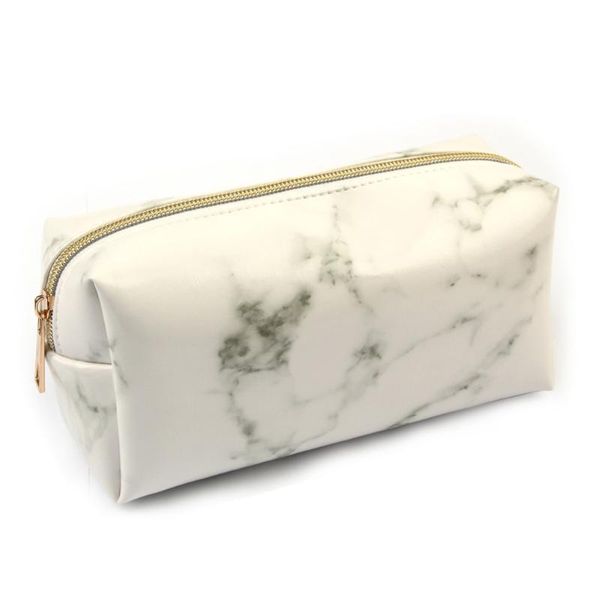 

portable fashion cosmetics case marbling large capacity practical storage travel multi use pu leather makeup bag zipper durable cosmetic bag
