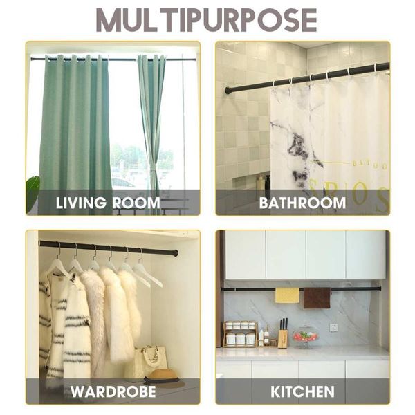 

shower curtains 7 sizes 70cm to 410cm curtain rod adjustable stainless steel spring tension rail for clothes / towels