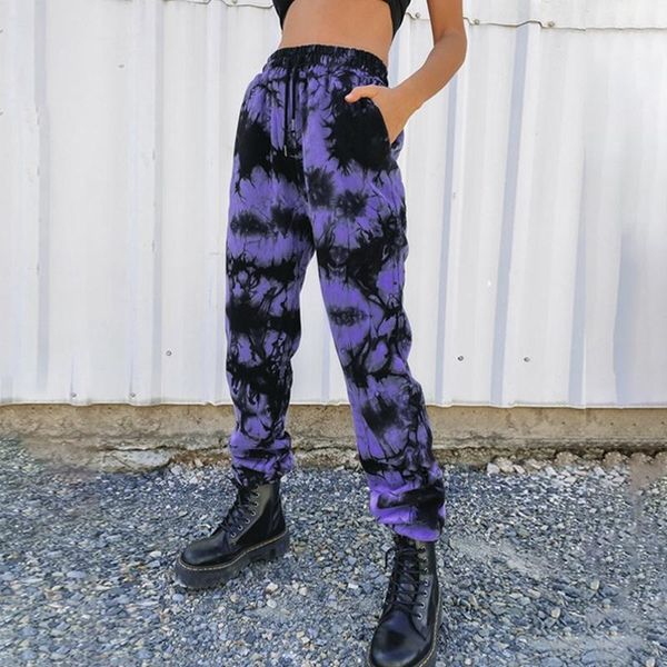 

women's pants & capris women tie-dye sweatpants loose drawstring high waist baggy joggers trousers purple size, Black;white