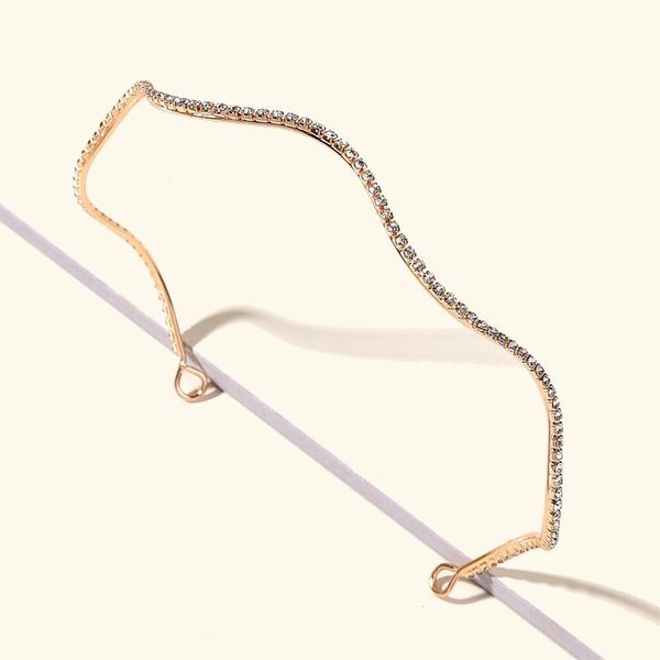 

hair clips & barrettes fashoin headband for women single row diamond haibands simple wave shape headdress bridal wedding jewelry accessories, Golden;silver