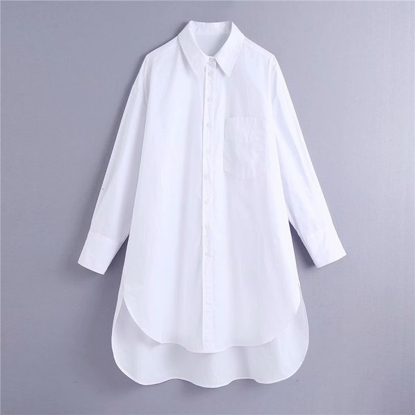 

women's knits & tees women casual autumn za striped blue long shirts oversize ladies fashion sleeve pocket white polin loose blous