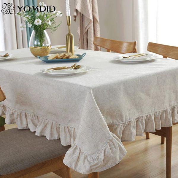 

table cloth lotus lace solid color tablecloth dining room decorations for home cotton linen picnic party pad