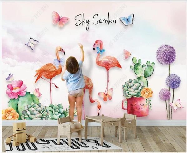 

wallpapers 3d po wallpaper custom mural butterfly flamingo cactus succulents dandelion for walls in rolls home decor room