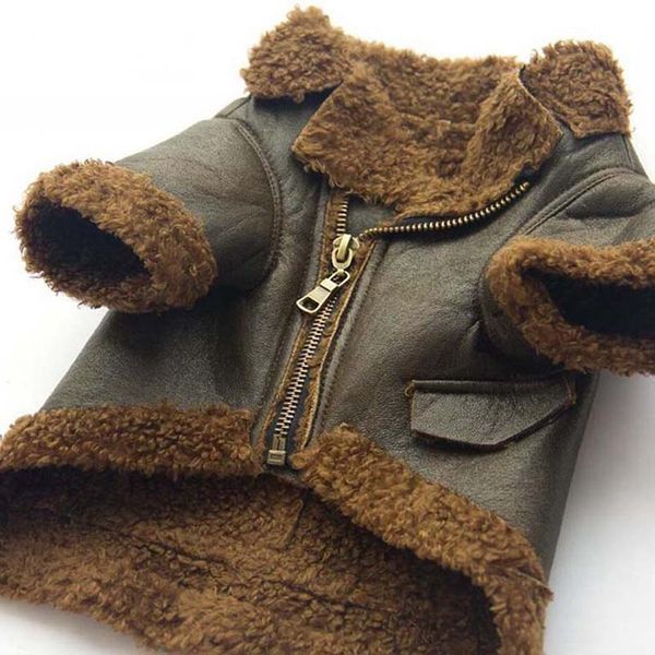 

pet buckskin dog clothes retro leather zipper jacket coat cool clothing like a boy for small dogs teddy french apparel