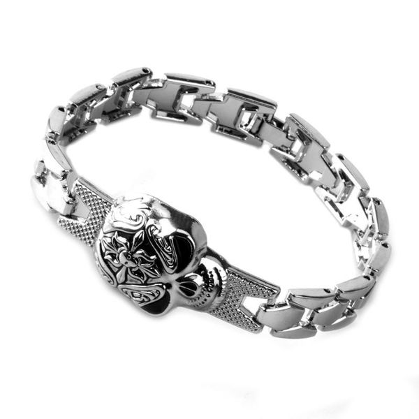 

link, chain retro punk gothic skull bracelet watch buckle for men's fashion trend jewelry gifts, Black