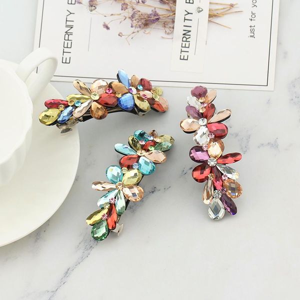 

hair clips & barrettes 2021 fashion bling crystal flower clip women hairpin shinning acetate french boutique jewelry, Golden;silver