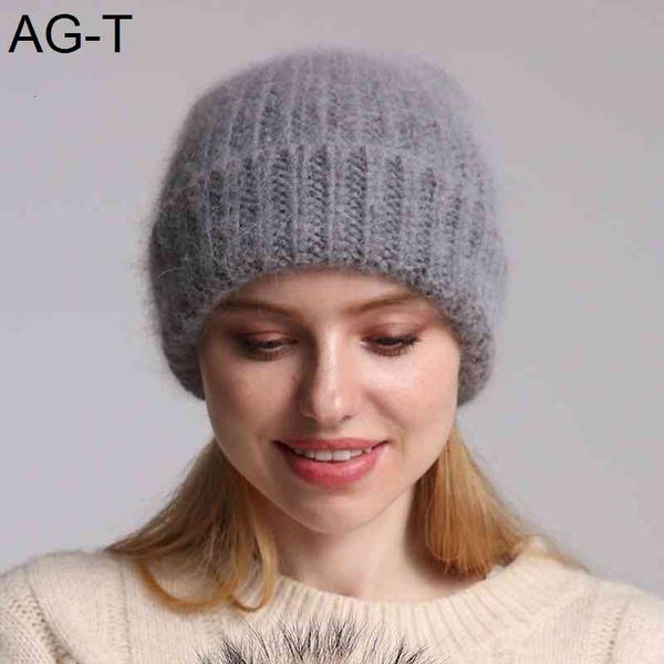 

70% angola fur knitted hat womens skullies beanies soft warm winter hat for women girl 's female ski cap women hats, Blue;gray