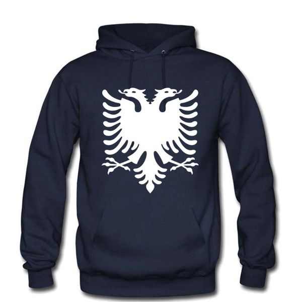 

men's hoodies & sweatshirts albania flag eagle men pure cotton fleece warm long sleeve hooded sweatshirt sportswear man fashion, Black