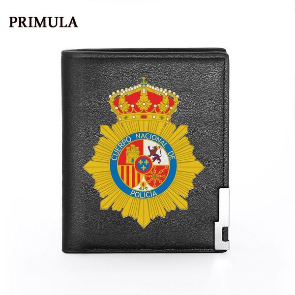 

wallets 2021 fashion spain badge printing black pu leather wallet men bifold holder short purse male, Red;black