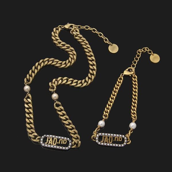 

charm bracelets brass jewelry wholesale jad letter rice bead thick bracelet women's pearl set, Golden;silver