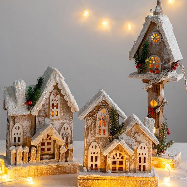 

christmas decorations decoration wooden house luminous mall el show window cafe indoor scene decor supplies gift