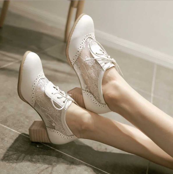 

boots fashion retro british style heel patent leather shoes women deep mouth pointed toe lace up oxfords flats plus size drop, Black