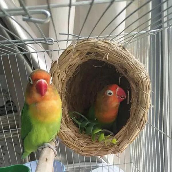 

natural handmade straw bird nest pigeon house parrot warm pet bedroom courtyard cages supplies