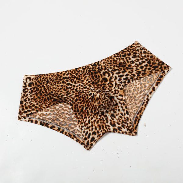 

men underwear boxer briefs low waist bulge pouch leopard appeal breathable underpants, Black;white