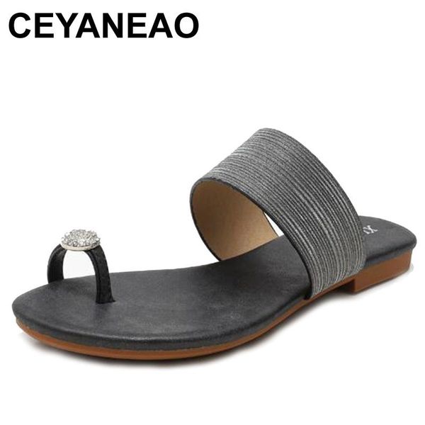 

non slip flat heel flip flops women shoes summer 2021rhinestone casual comfortable beach slippers ladies slipper, Black