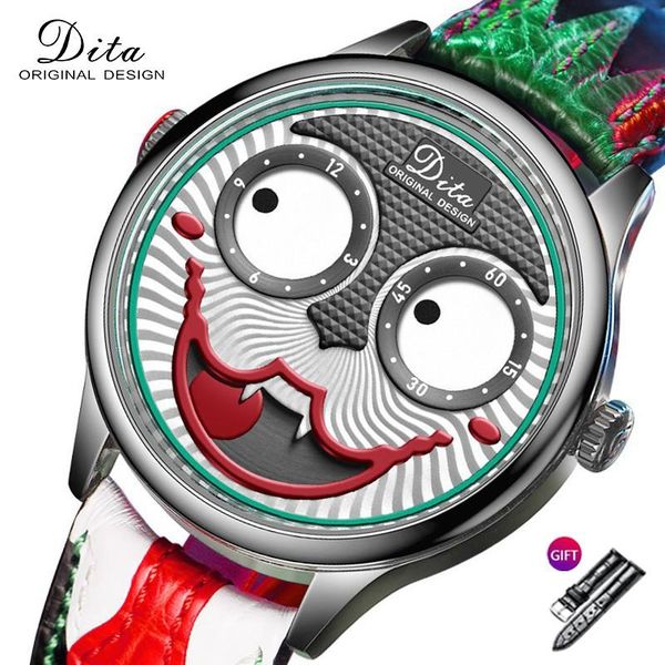

wristwatches watch men creative design big dial joker quartz pu leather waterproof sports chronograph relogio masculino, Slivery;brown