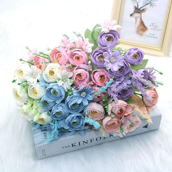 

decorative flowers & wreaths -selling simulation flower bud rose bouquet 6 forks heads 5 sets of simulated jam diy fake wedding christmas