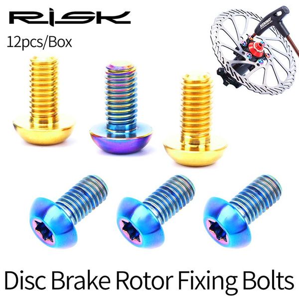 

bike brakes risk 12pcs titanium disc brake rotor fixing bolts tc4 ti mountain bicycle ultralight m5*10mm t25 fixed screw