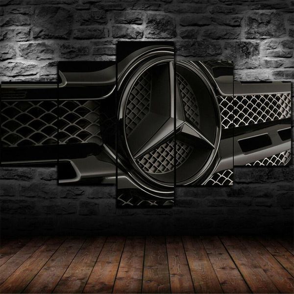 

paintings luxury car logo carbon black 5 panel canvas picture print wall art painting decor for living room poster no framed