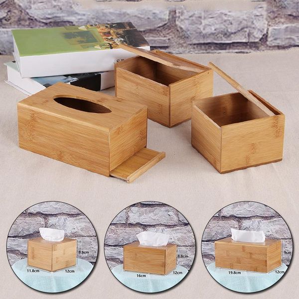 

tissue boxes & napkins bamboo box holder storage wood paper dining table wooden napkin case canister organizer home decoration