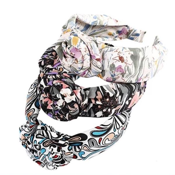 

women flower headband retro printed floral wide-brimmed hairbands fashion hair hoop new hair accessories, Silver