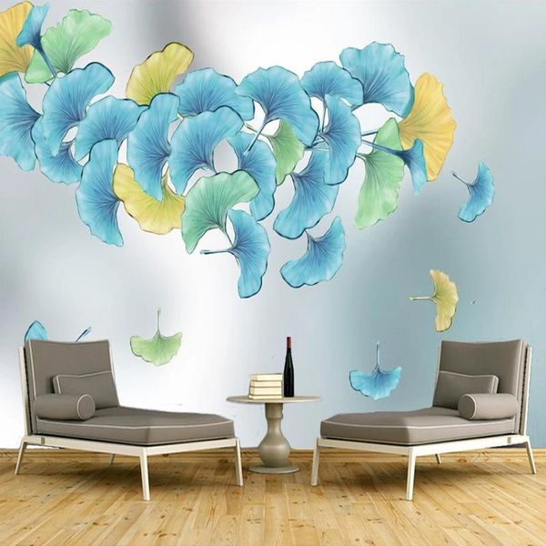 

wallpapers drop custom mural wallpaper 3d colorful ginkgo leaves wall sticker sofa bedroom home decor 3 d