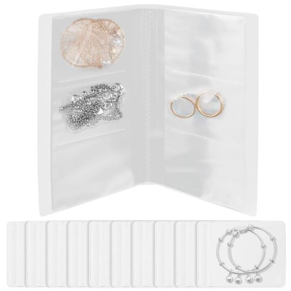 

storage bags transparent jewelry book foldable earring gift zip-lock bag portable packaging holder collection organizer