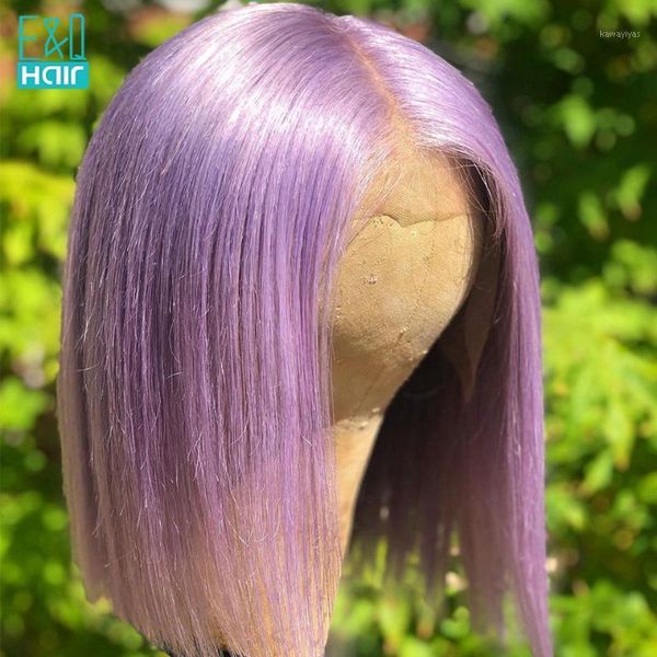 

purple colored short bob lace front human hair wigs for women pre plucked brazilian remy transparent wig 180%1, Black;brown