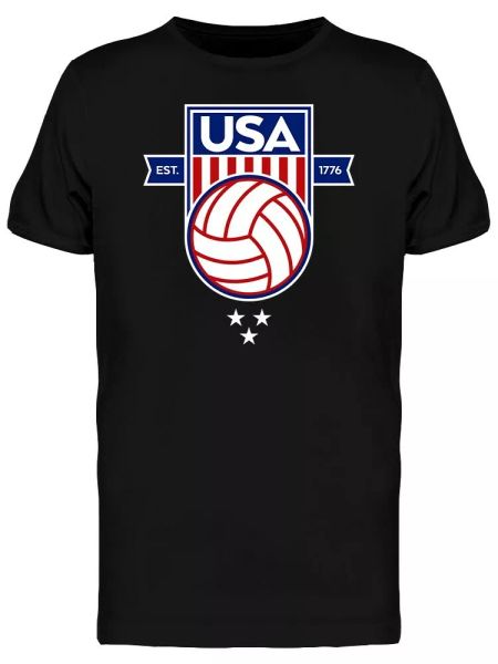 

Usa Shiel Stars Volleyball Men's Tee -Image by Shutterstock, White;black