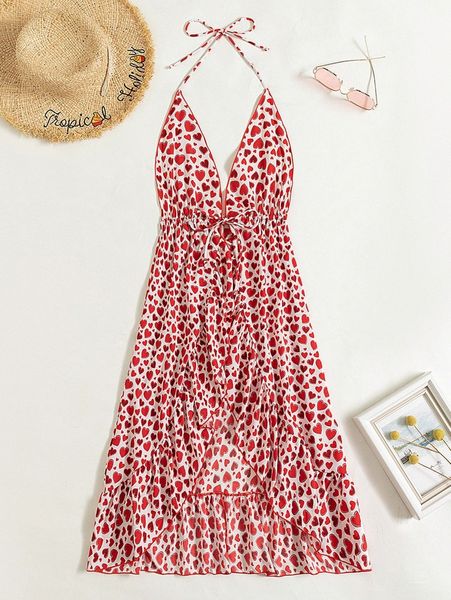 

heart pattern tie front kimono u7fn#, White;black