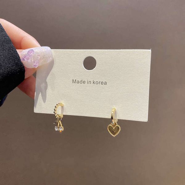 

925 silver needle asymmetric cherry love earrings women's personality design, Black